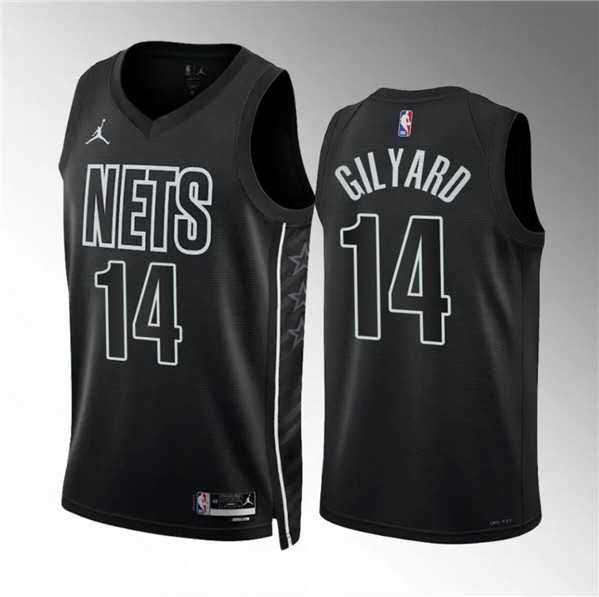 Men's Brooklyn Nets #14 Jacob Gilyard Black Draft Statement Edition Stitched Basketball Jersey Dzhi-0